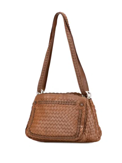 Pre-owned Bottega Veneta 2000-2007 Nappa Intrecciato Shoulder Bag In Brown