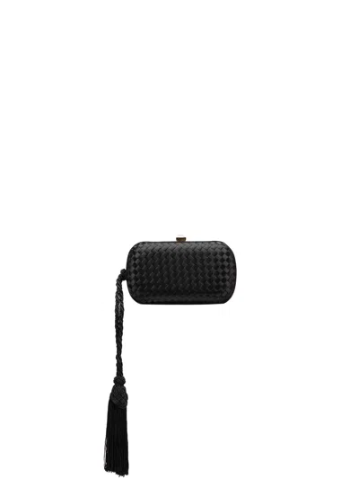 Pre-owned Bottega Veneta 2000-2007 Satin Intrecciato Tassel Knot Clutch Bag