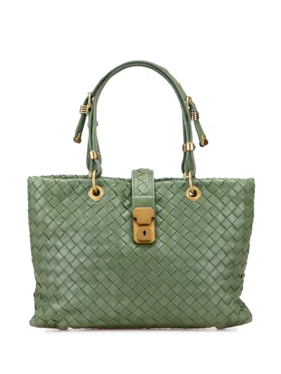 Pre-owned Bottega Veneta 2000-2007 Small Nappa Intrecciato Capri Tote Bag In Green