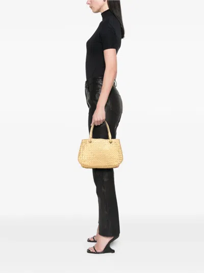 Pre-owned Bottega Veneta 2000-2007 Small Nappa Intrecciato Tote Bag In Gold