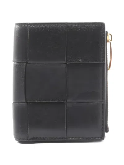 Pre-owned Bottega Veneta 2000 Intrecciato Bi-fold Wallet In Black