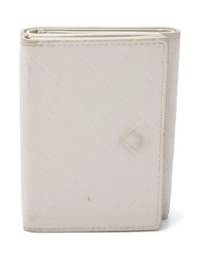 Pre-owned Bottega Veneta 2000 Intrecciato Trifold Wallet In White