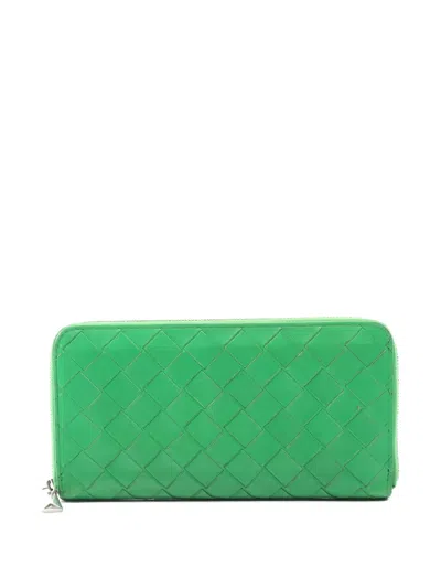 Pre-owned Bottega Veneta 2000 Intrecciato Wallet In Green