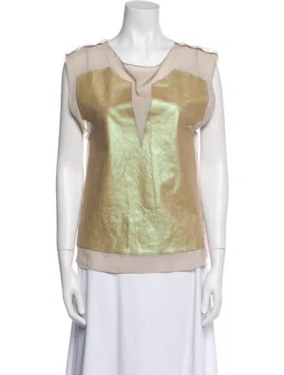 Pre-owned Bottega Veneta 2000's Leather Top In Neutral