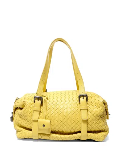 Pre-owned Bottega Veneta 2000-2010s Intrcciato Shoulder Bag In Yellow