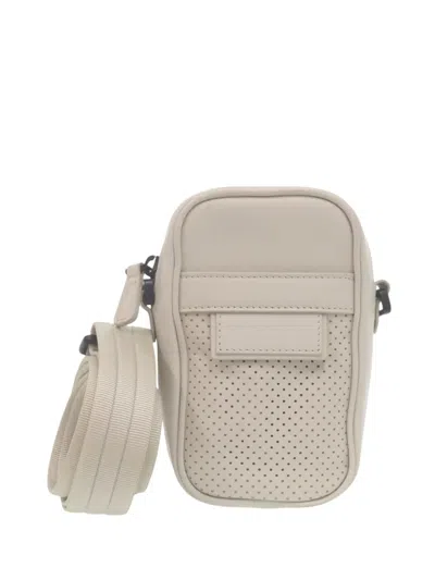 Pre-owned Bottega Veneta 2000-2026 Perforated Calfskin Leggero Crossbody Bag In White