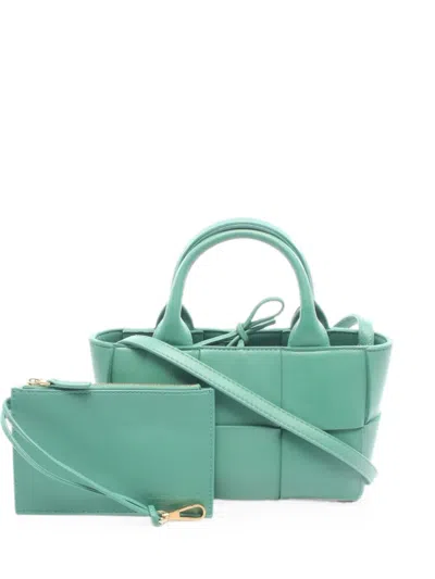 Pre-owned Bottega Veneta 2000s Arco Calf Leather Tote Bag In Green