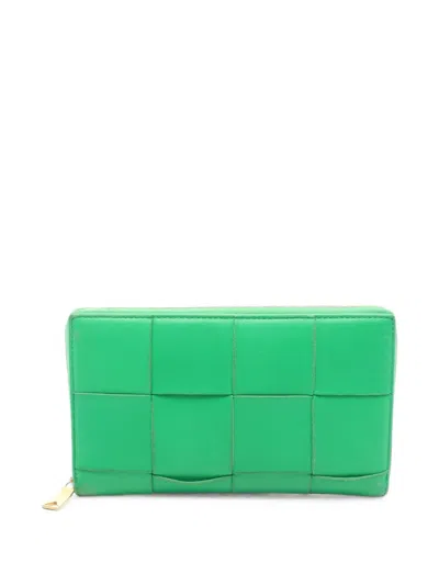Pre-owned Bottega Veneta 2000s Cassette Intrecciato Wallet In Green