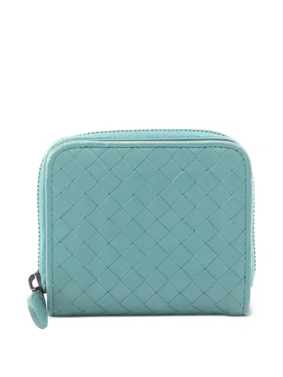 Pre-owned Bottega Veneta 2000s Intrecciato Bi-fold Wallet In Blue