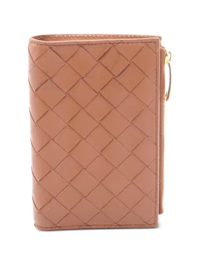 Pre-owned Bottega Veneta 2000s Intrecciato Bi-fold Wallet In Brown
