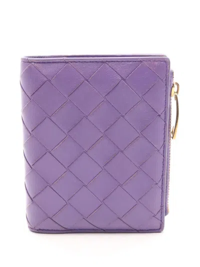 Pre-owned Bottega Veneta 2000s Intrecciato Bi-fold Wallet In Purple
