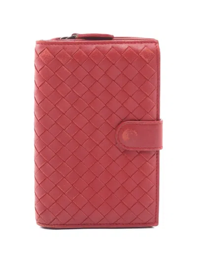Pre-owned Bottega Veneta 2000s Intrecciato Bi-fold Wallet In Red