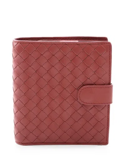 Pre-owned Bottega Veneta 2000s Intrecciato Bi-fold Wallet In Red