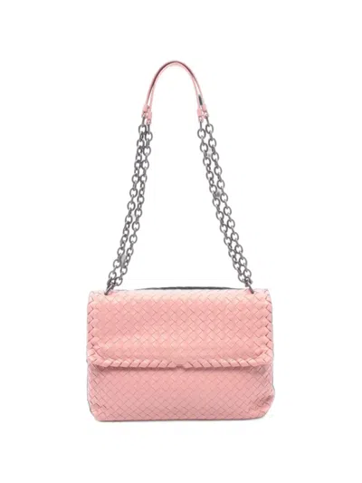 Pre-owned Bottega Veneta 2000s Intrecciato Chain Shoulder Bag In Pink