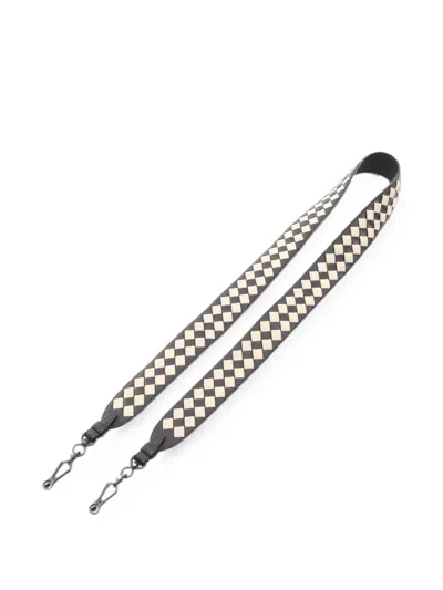 Pre-owned Bottega Veneta 2000s Intrecciato Checker Shoulder Strap In Black