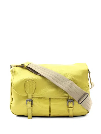 Pre-owned Bottega Veneta 2000s Intrecciato-detail Crossbody Bag In Yellow