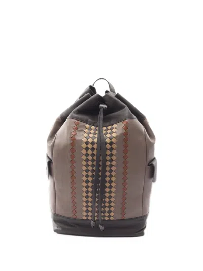 Pre-owned Bottega Veneta 2000s Intrecciato Leather Backpack In Brown