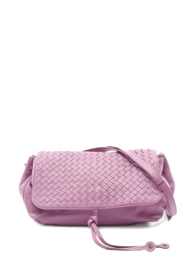 Pre-owned Bottega Veneta 2000s Intrecciato-leather Shoulder Bag In Purple