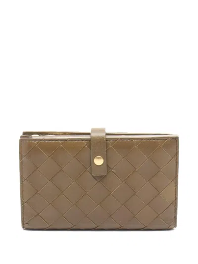 Pre-owned Bottega Veneta 2000s Intrecciato Leather Wallet In Green