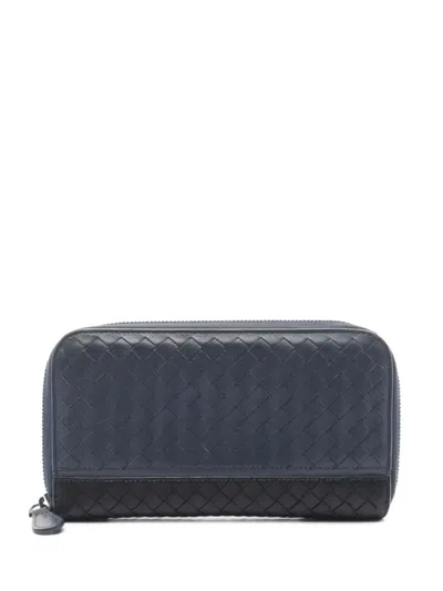 Pre-owned Bottega Veneta 2000s Intrecciato Leather Zip-around Wallet