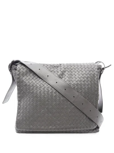 Pre-owned Bottega Veneta 2000s Intrecciato Messenger Bag In Grey