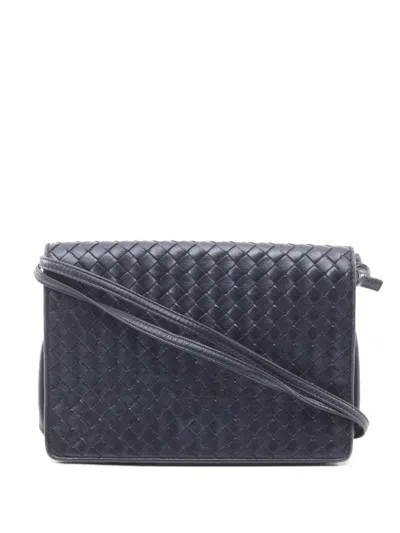 Pre-owned Bottega Veneta 2000s Intrecciato Shoulder Bag In Blue