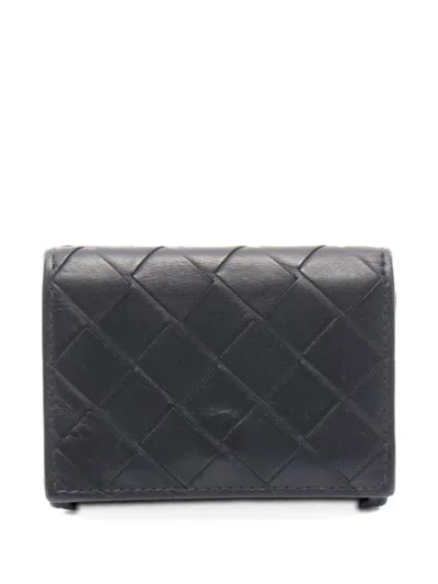 Pre-owned Bottega Veneta 2000s Intrecciato Trifold Wallet In Black