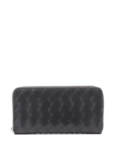 Pre-owned Bottega Veneta 2000s Intrecciato Zip Wallet In Black