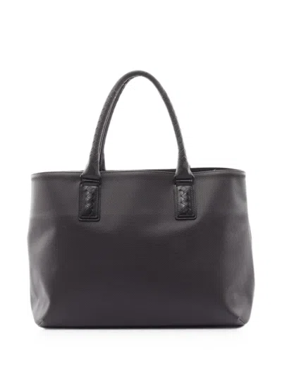 Pre-owned Bottega Veneta 2000s Marco Polo Intrecciato Jet Tote Bag In Black