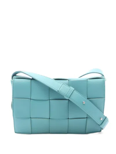 Pre-owned Bottega Veneta 2000s Maxi Cassette Intrecciato Shoulder Bag In Blue