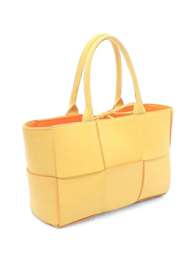 Pre-owned Bottega Veneta 2000s Small Arco Leather Tote Bag In Yellow