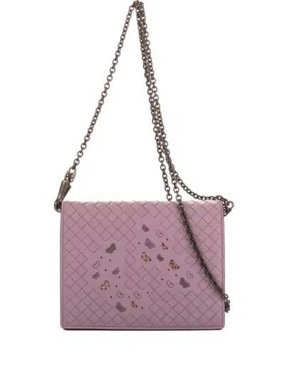 Pre-owned Bottega Veneta 2000s Woven Butterfly Detail Chain Bag In Purple