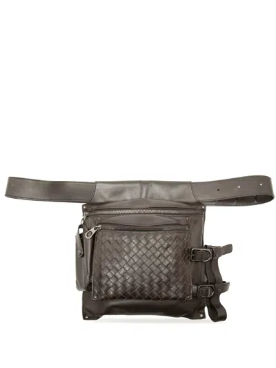 Pre-owned Bottega Veneta 2007 Intrecciato Trimmed Nappa Utility Belt Bag In Brown
