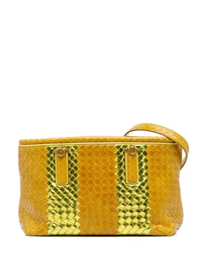 Pre-owned Bottega Veneta 2007 Leather Intrecciato Tote Bag In Gold