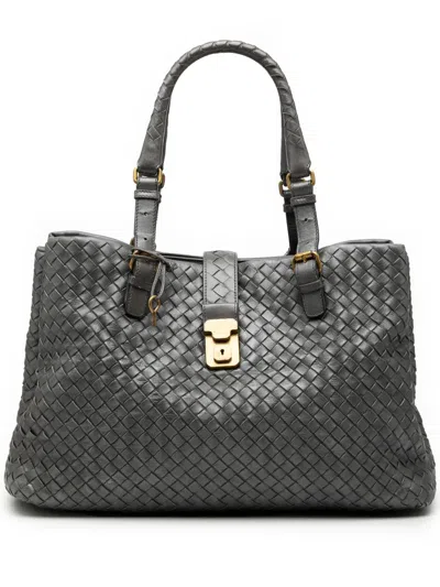 Pre-owned Bottega Veneta 2007 Medium Nappa Intrecciato Roma Tote Bag In Gray