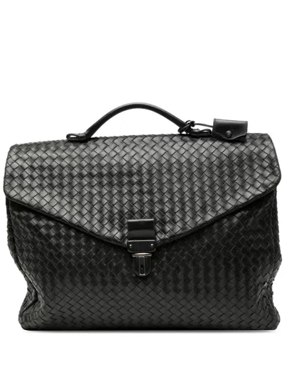 Pre-owned Bottega Veneta 2007 Nappa Intrecciato Briefcase Business Bag In Black