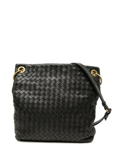 Pre-owned Bottega Veneta 2007 Nappa Intrecciato Crossbody Bag In Black