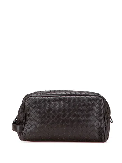 Pre-owned Bottega Veneta 2007 Nappa Intrecciato Pouch In Brown