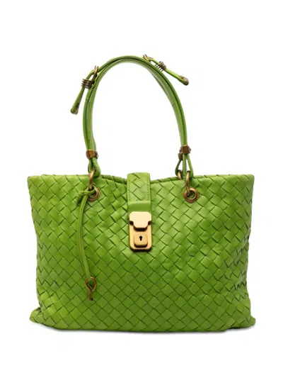 Pre-owned Bottega Veneta 2007-2011 Small Nappa Intrecciato Capri Tote Bag In Green