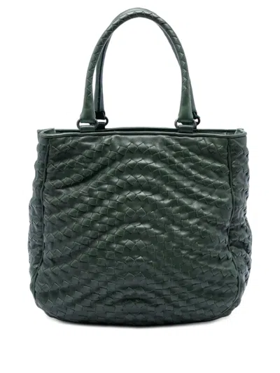 Pre-owned Bottega Veneta 2008 Large Nappa Intrecciato Maggiore Tote Bag In Green