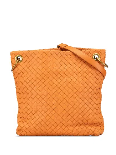 Pre-owned Bottega Veneta 2008 Leather Intrecciato Crossbody Bag In Orange