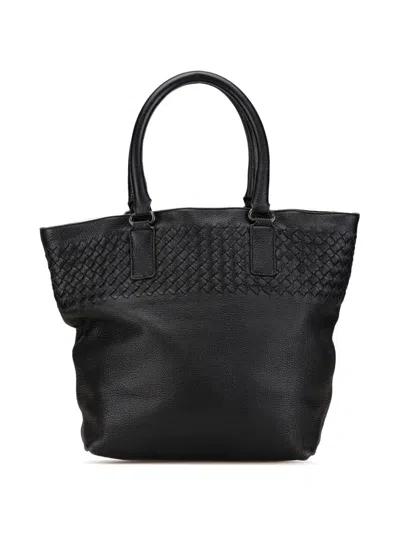 Pre-owned Bottega Veneta 2008 Leather Intrecciato Tote Bag In Black