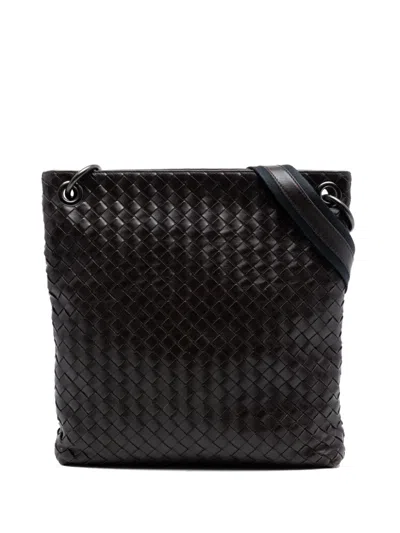 Pre-owned Bottega Veneta 2008 Nappa Intrecciato Crossbody Bag In Brown
