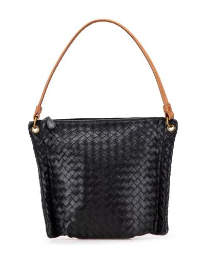 Pre-owned Bottega Veneta 2008 Nappa Intrecciato Shoulder Bag In Black