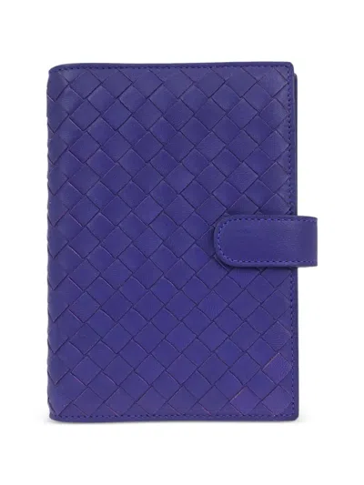 Pre-owned Bottega Veneta 2009 Intrecciato Leather Notebook Cover In Blue