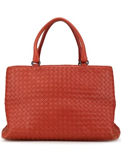 Pre-owned Bottega Veneta 2009 Intrecciato Milano Tote Bag In Red