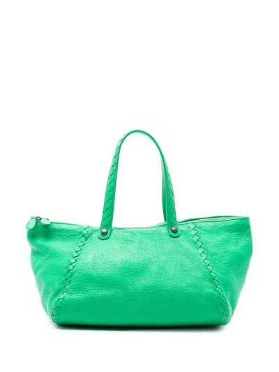 Pre-owned Bottega Veneta 2009 Intrecciato Trimmed Cervo Tote Bag In Green