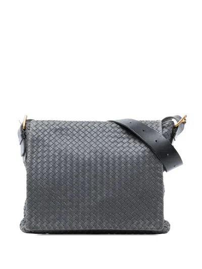 Pre-owned Bottega Veneta 2009 Nappa Intrecciato Flap Crossbody Bag In Gray