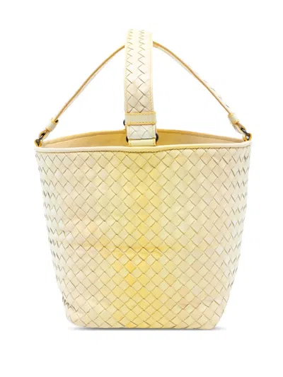 Pre-owned Bottega Veneta 2009 Nappa Intrecciato Nuance Bucket Bag In Yellow