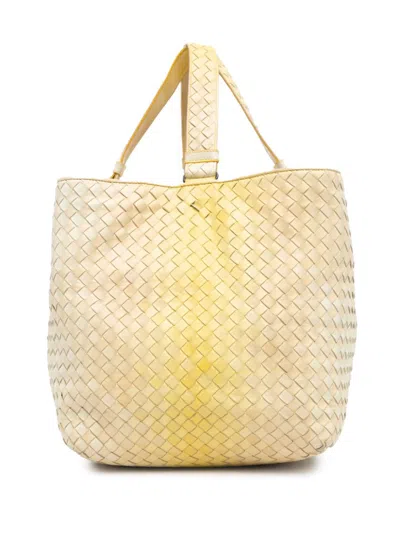 Pre-owned Bottega Veneta 2009 Nappa Intrecciato Nuance Bucket Tote Bag In 黄色